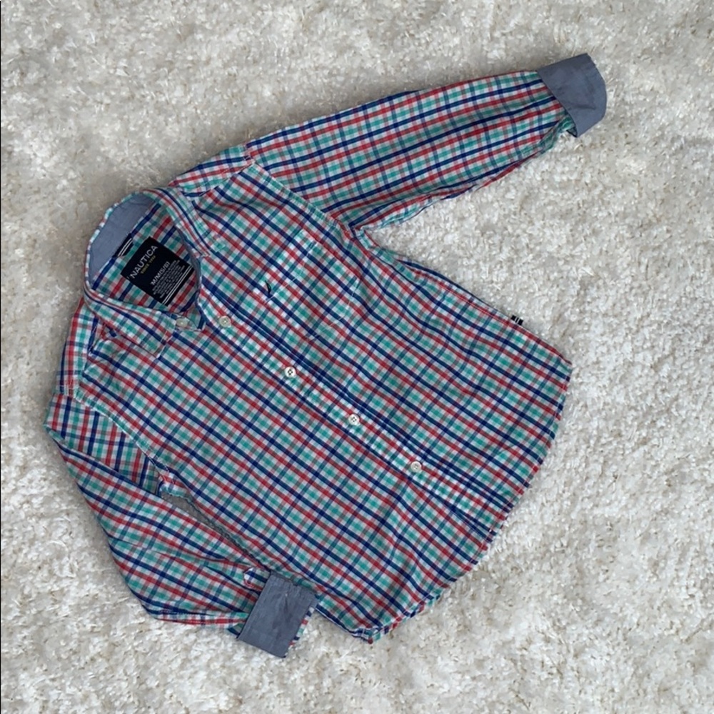 NAUTICA boys checkered button down dress shirt